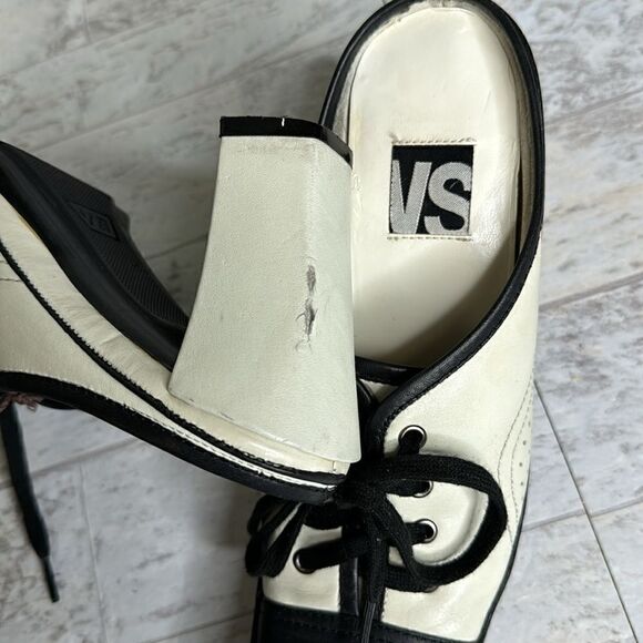 Vintage 90’s Magma Pale Green Black Saddle Mules 3.5” Heel Size 6m - Picture 4 of 11